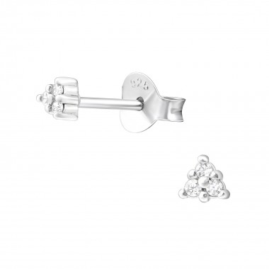 Triangle - 925 Sterling Silver Stud Earrings with CZ SD36624