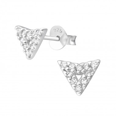 Arrow - 925 Sterling Silver Stud Earrings with CZ SD36644