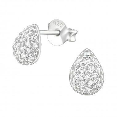 Pear - 925 Sterling Silver Stud Earrings with CZ SD36784