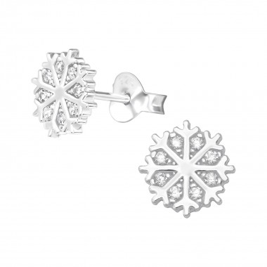 Snowflake - 925 Sterling Silver Stud Earrings with CZ SD36785