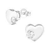Heart - 925 Sterling Silver Stud Earrings with CZ SD36787