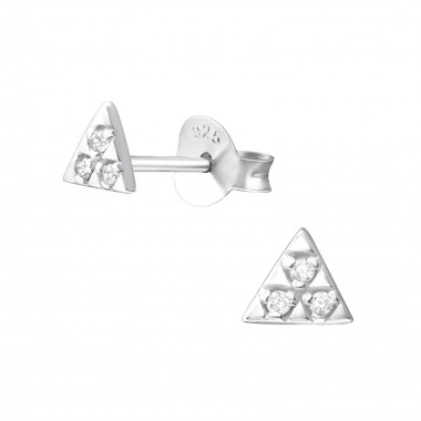 Triangle - 925 Sterling Silver Stud Earrings with CZ SD37338
