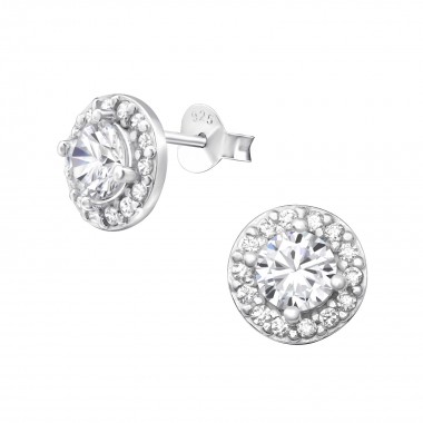 Sparkling - 925 Sterling Silver Stud Earrings with CZ SD37585