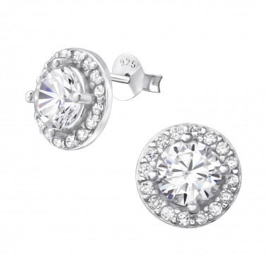 Sparkling - 925 Sterling Silver Stud Earrings with CZ SD37586