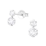 Round - 925 Sterling Silver Stud Earrings with CZ SD37761