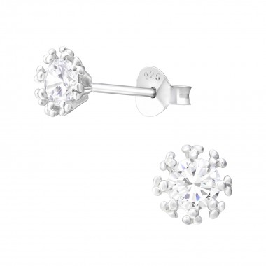 Snowflake - 925 Sterling Silver Stud Earrings with CZ SD37849