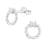 Twisted - 925 Sterling Silver Stud Earrings with CZ SD37908