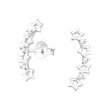 Stars - 925 Sterling Silver Stud Earrings with CZ SD37913