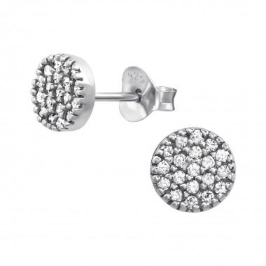 Round - 925 Sterling Silver Stud Earrings with CZ SD38179
