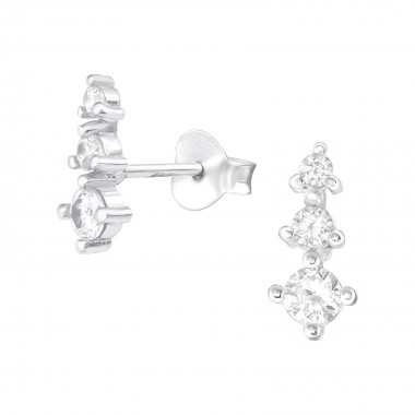 Sparkling - 925 Sterling Silver Stud Earrings with CZ SD38418