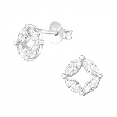 Sparkling - 925 Sterling Silver Stud Earrings with CZ SD38420