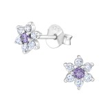 Flower - 925 Sterling Silver Stud Earrings with CZ SD38422