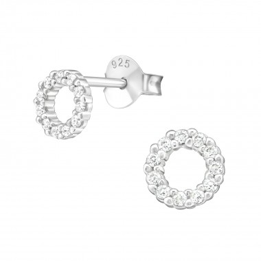 Circle - 925 Sterling Silver Stud Earrings with CZ SD38423