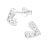 Heart - 925 Sterling Silver Stud Earrings with CZ SD38425