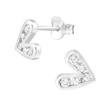 Heart - 925 Sterling Silver Stud Earrings with CZ SD38425