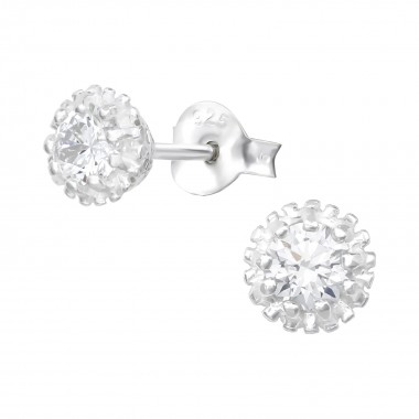 Sparking - 925 Sterling Silver Stud Earrings with CZ SD38491
