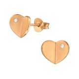 Heart - 925 Sterling Silver Stud Earrings with CZ SD38681