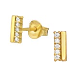 Bar - 925 Sterling Silver Stud Earrings with CZ SD38810