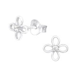 Flower - 925 Sterling Silver Stud Earrings with CZ SD38817