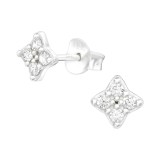 Flower - 925 Sterling Silver Stud Earrings with CZ SD38818
