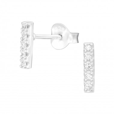 Bar - 925 Sterling Silver Stud Earrings with CZ SD38819