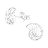 Shell - 925 Sterling Silver Stud Earrings with CZ SD38823