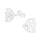 Fish - 925 Sterling Silver Stud Earrings with CZ SD38825