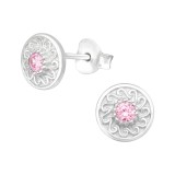 Flower - 925 Sterling Silver Stud Earrings with CZ SD38837