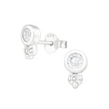 Geometric - 925 Sterling Silver Stud Earrings with CZ SD38839