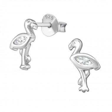 Flamingo - 925 Sterling Silver Stud Earrings with CZ SD38882