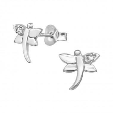 Dragonfly - 925 Sterling Silver Stud Earrings with CZ SD38933