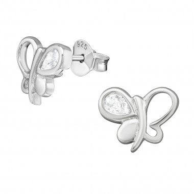Butterfly - 925 Sterling Silver Stud Earrings with CZ SD38935