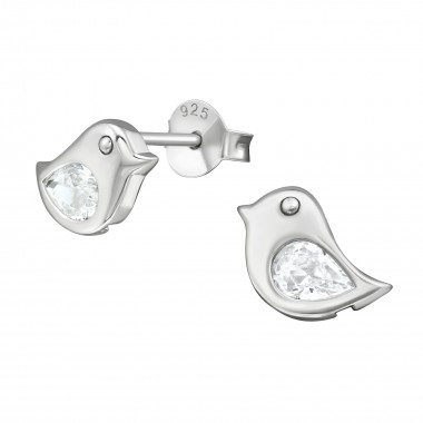 Bird - 925 Sterling Silver Stud Earrings with CZ SD38936