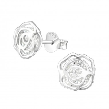 Rose - 925 Sterling Silver Stud Earrings with CZ SD39034