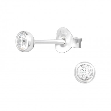Round - 925 Sterling Silver Stud Earrings with CZ SD39456