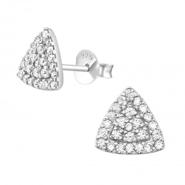Triangle - 925 Sterling Silver Stud Earrings with CZ SD39702