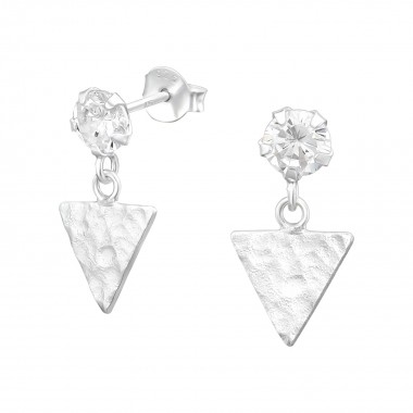 Triangle - 925 Sterling Silver Stud Earrings with CZ SD39989