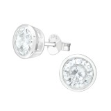 Round - 925 Sterling Silver Stud Earrings with CZ SD40067