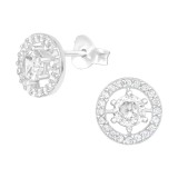 Geometric - 925 Sterling Silver Stud Earrings with CZ SD40077