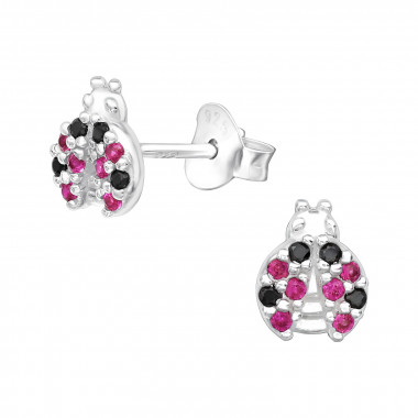 Ladybug - 925 Sterling Silver Stud Earrings with CZ SD40093