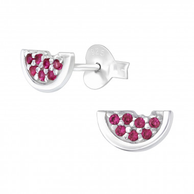 Watermelon - 925 Sterling Silver Stud Earrings with CZ SD40095