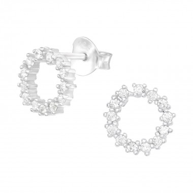 Sparking - 925 Sterling Silver Stud Earrings with CZ SD40097