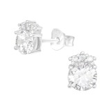 Round - 925 Sterling Silver Stud Earrings with CZ SD40100