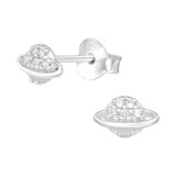 Saturn - 925 Sterling Silver Stud Earrings with CZ SD40102