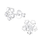 Snowflake - 925 Sterling Silver Stud Earrings with CZ SD40103