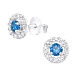 Round - 925 Sterling Silver Stud Earrings with CZ SD40105