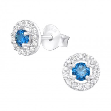 Round - 925 Sterling Silver Stud Earrings with CZ SD40105