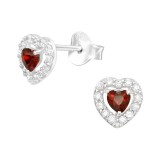 Heart - 925 Sterling Silver Stud Earrings with CZ SD40108