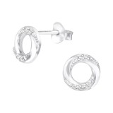 Twist - 925 Sterling Silver Stud Earrings with CZ SD40110