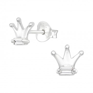 Crown - 925 Sterling Silver Stud Earrings with CZ SD40113